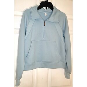 LASLULU Women's  Size S Baby Blue‎ Cropped 1/4 Zip Fleece